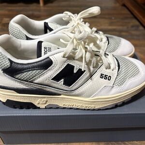 Unisex New Balance 550 White and Black Sneakers